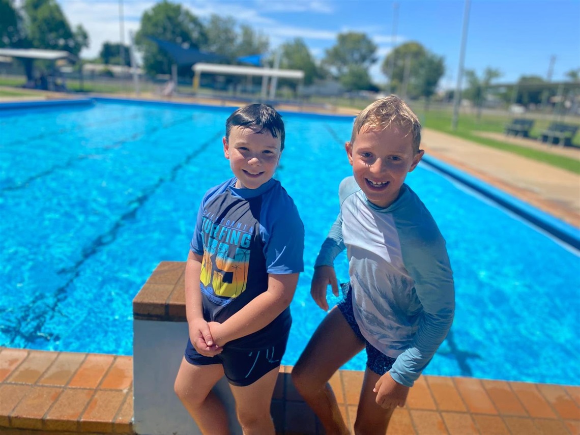 Whitton Pool - 2 happy boys